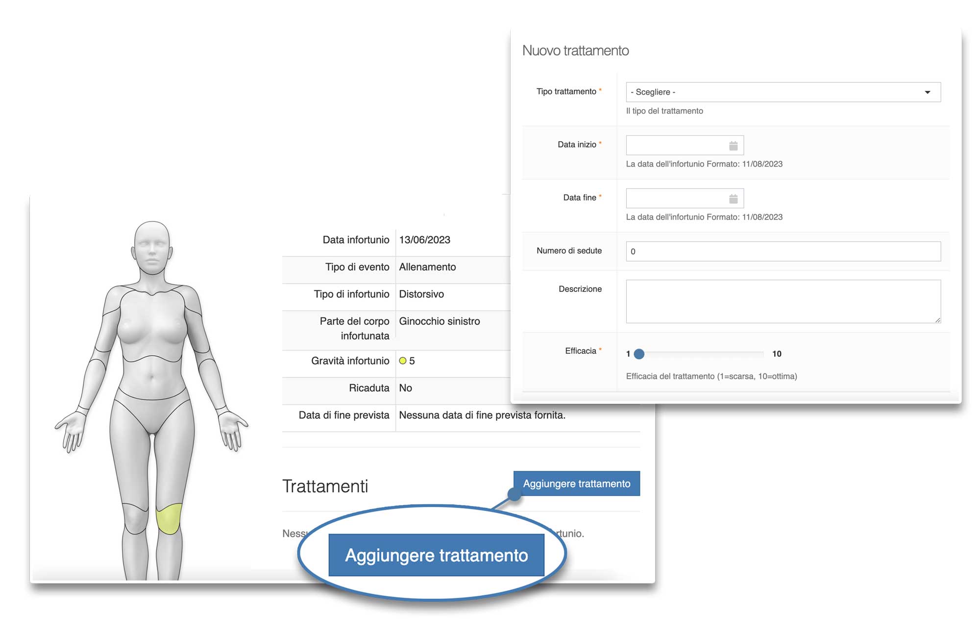 Funzione infortuni - aggiungere trattamento Funzione infortuni - aggiungere trattamento